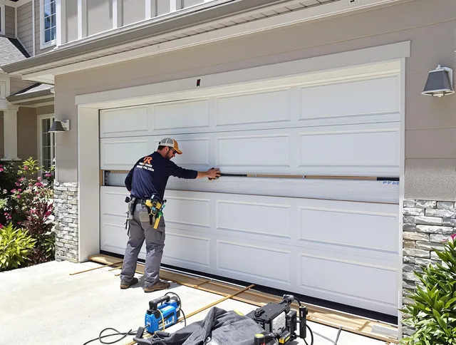 Reynoldsburg Garage Door Repair team performing complete garage door replacement at Reynoldsburg residence