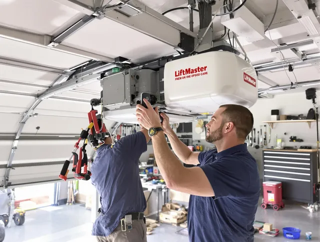 Reynoldsburg Garage Door Repair technician performing advanced diagnostics on garage opener in Reynoldsburg