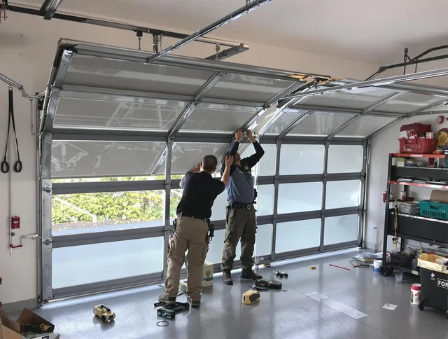 Reynoldsburg Garage Door Repair expert performing precise panel replacement on Reynoldsburg garage door